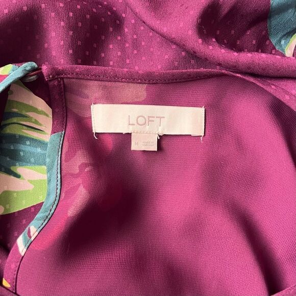 Loft Purple Floral Long Sleeve Shift Dress - Picture 9 of 10